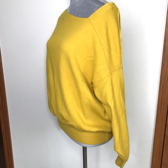 Free People Cashmere Sweater Size Small Mustard Yellow Draped Oversized Soft S - Picture 4 of 13